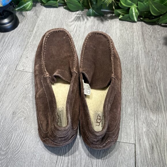 UGG Alder Indoor Outdoor Moccasin Slippers Mens Sz  11 44.5 Brown Leather Wool - Picture 6 of 10